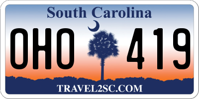 SC license plate OHO419