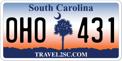 SC license plate OHO431