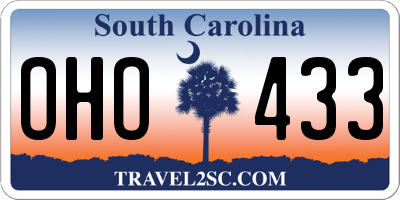 SC license plate OHO433