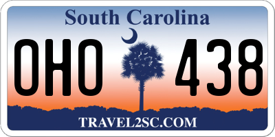 SC license plate OHO438