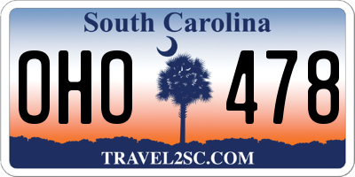 SC license plate OHO478