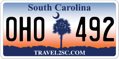 SC license plate OHO492