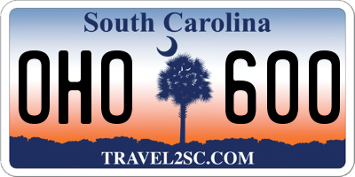 SC license plate OHO600