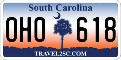 SC license plate OHO618