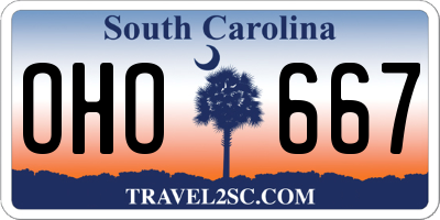 SC license plate OHO667