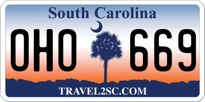 SC license plate OHO669