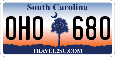 SC license plate OHO680