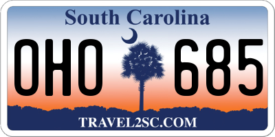 SC license plate OHO685