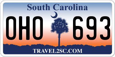 SC license plate OHO693