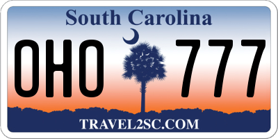 SC license plate OHO777