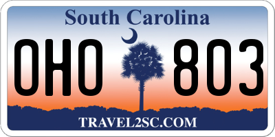 SC license plate OHO803