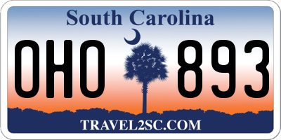 SC license plate OHO893
