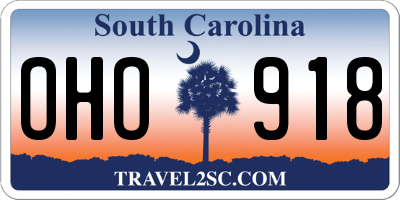SC license plate OHO918