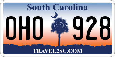 SC license plate OHO928