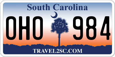 SC license plate OHO984