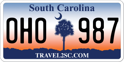 SC license plate OHO987