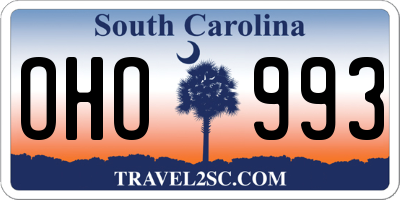 SC license plate OHO993