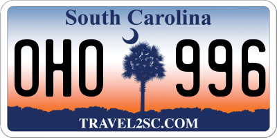 SC license plate OHO996