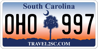 SC license plate OHO997