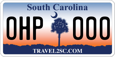 SC license plate OHP000