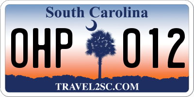 SC license plate OHP012