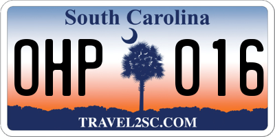 SC license plate OHP016