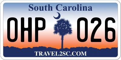 SC license plate OHP026