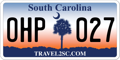 SC license plate OHP027