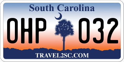 SC license plate OHP032