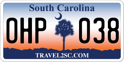 SC license plate OHP038