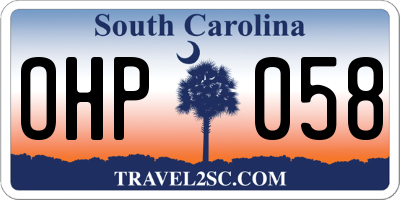 SC license plate OHP058