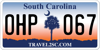 SC license plate OHP067