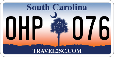 SC license plate OHP076
