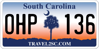 SC license plate OHP136