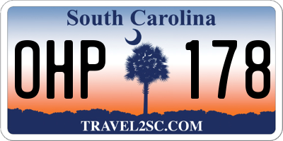 SC license plate OHP178
