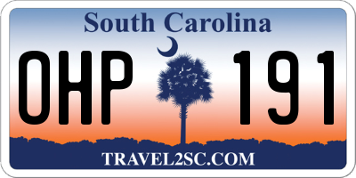 SC license plate OHP191
