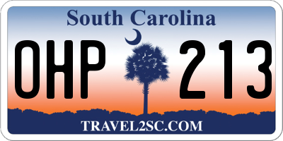 SC license plate OHP213