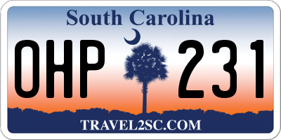 SC license plate OHP231