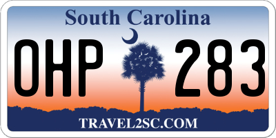 SC license plate OHP283