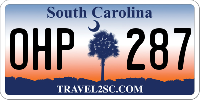 SC license plate OHP287