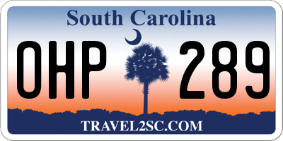 SC license plate OHP289