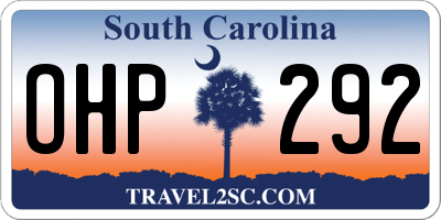 SC license plate OHP292