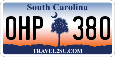 SC license plate OHP380