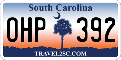 SC license plate OHP392