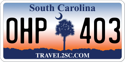 SC license plate OHP403