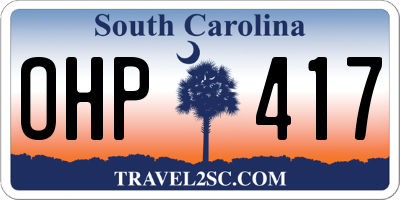 SC license plate OHP417