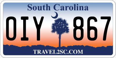 SC license plate OIY867