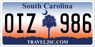 SC license plate OIZ986