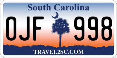 SC license plate OJF998