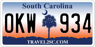 SC license plate OKW934